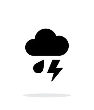 Rain with lightning weather icon on white background. 스톡 일러스트