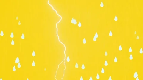 Rain lightning yellow screen animation Stock Footage 231285225