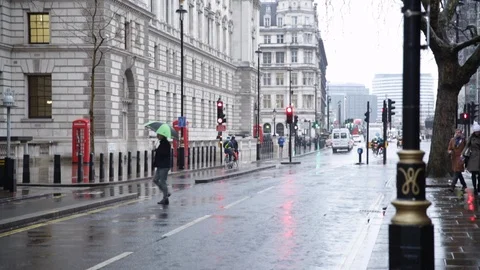 Rain in London - Tilt Stock-Footage 87760255