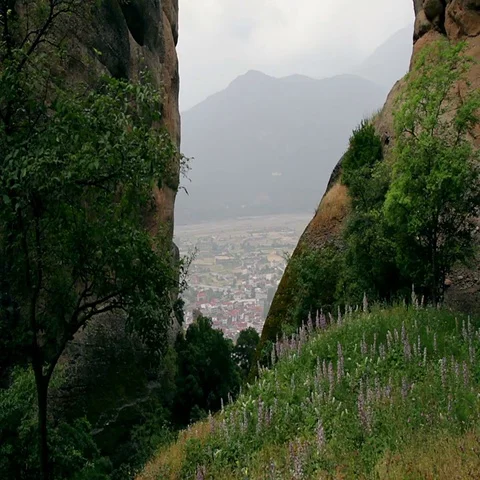 Rain in the Meteora Stock Footage 69511716
