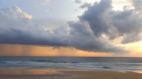 Rain in the middle of the sea in the evening Stock-Footage 102495795