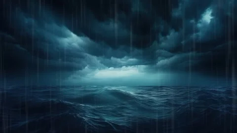 Rain in the midle of sea. Cloud &amp; Storm. Stock Footage 247008821