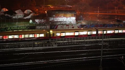 Rain in midnight Berlin Stock Footage 236031073