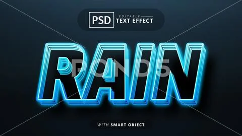 Rain neon style text effect editable PSD Template