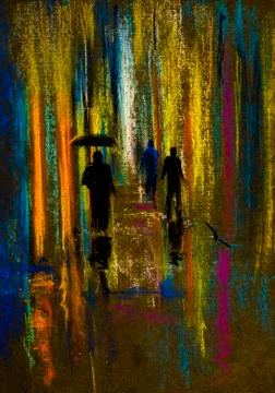 Rain in the night city Stock Illustration