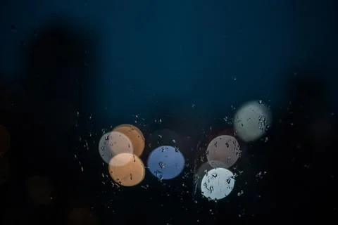 Rain in the night city. Stock Photos