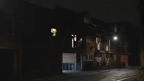 Rain at night in England Stock Footage 95707815