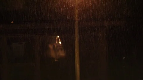 Rain at night Stock Footage 93334916
