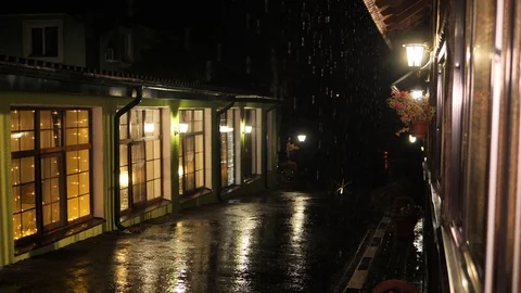 Rain night Stock Footage 95203406