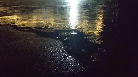 Rain at night Stock Footage 145938348