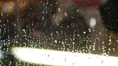 Rain night window city Stock Footage 86571515