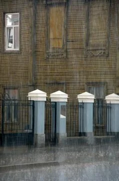Rain in the old town Stock Photos