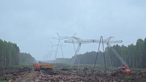 Rain or Shine, Power Line Technicians at Work Stock-Footage 263539641