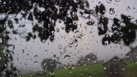 Rain outside the window in the countryside Stock Footage 78287167