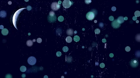 Rain outside the window. Moon. Bokeh effect. Background Stock Footage 158009783