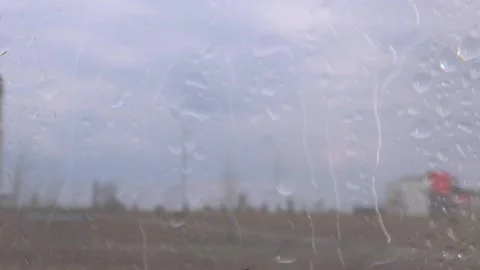 Rain outside the window. Raindrops fall on the glass.asmr Video stock 175027322