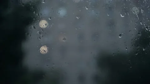Rain outside the window on the street Stock Footage 198515958