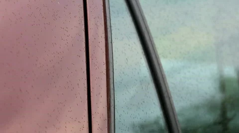 Rain over car Stock Footage 739404