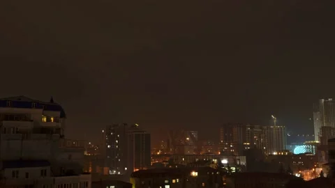 Rain over the city at night, time lapse Stock Footage 161618968