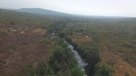 Rain over a Guinea river Stock Footage 81212783