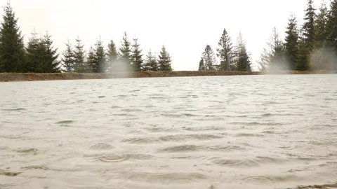 Rain over the lake, time lapse. Stock Footage 76445451