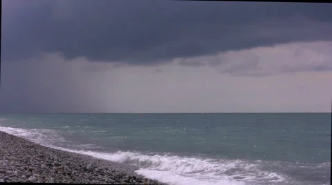 Rain over the sea Stock Footage 49408136