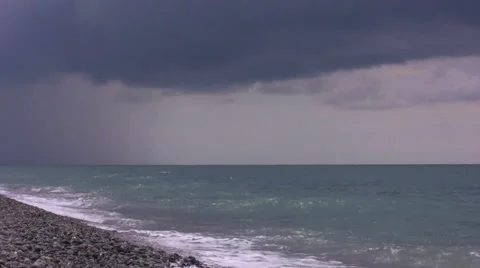 Rain over the sea. Timelapse Video stock 49680258