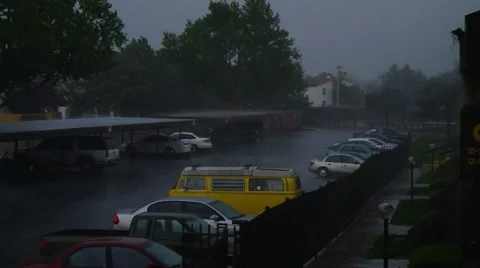 Rain Parking Lot Stock Footage 913307
