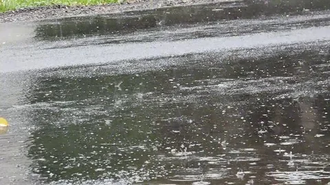Rain on pavement 120fps Stock Footage 88677506