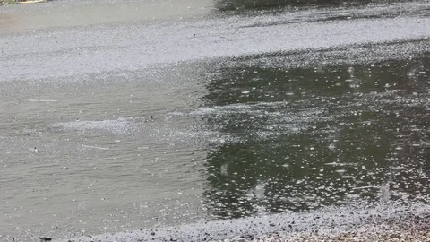 Rain on pavement 4k Video stock 120810008