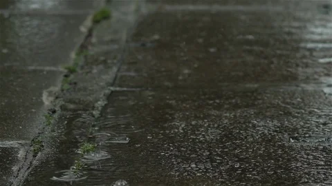 Rain on pavement Stock Footage 93208645