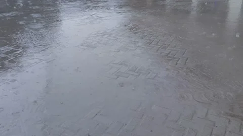 Rain on the paving floor Stock Footage 160795844