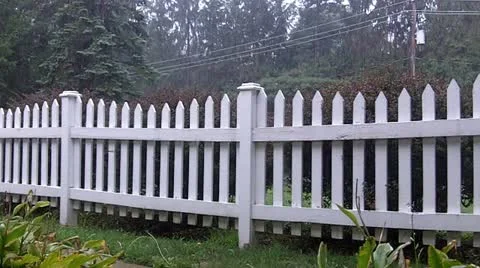 Rain Picket Fence Stock Footage