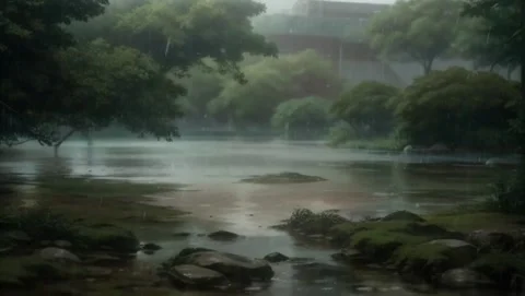 Rain on the ponds Stock Footage 278394415