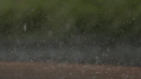 Rain Pouring Down on Pavement, Slow Motion Stock Footage 262783992
