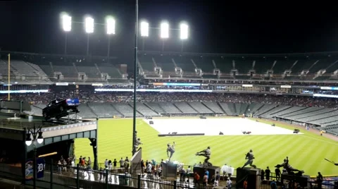 RAIN AT PRO BASEBALL STADIUM 4K Stock Footage 41799003