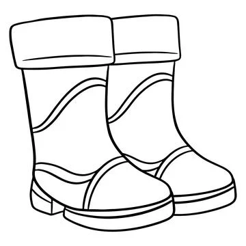 Rain protection. Two rubber boots for walking in puddles and mud. Stock Illustration