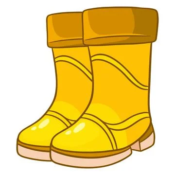 Rain protection. Two yellow rubber boots for walking in puddles and mud. Stock Illustration