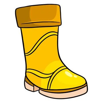 Rain protection. A yellow rubber boot for walking in puddles and mud. Stock Illustration