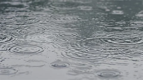 Rain in Puddle, Rainy Weather Background, Slow motion Stock Footage 318108682