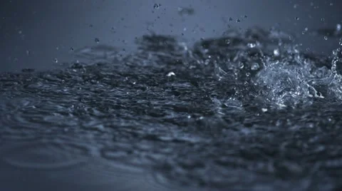 Rain in puddle, Slow Motion Stock Footage 11835714