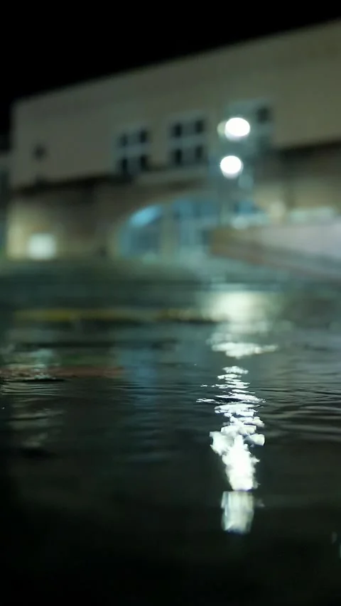 Rain. Puddle of water. City at night. Rain Drop With Street Lights. Vídeos de archivo 311638161