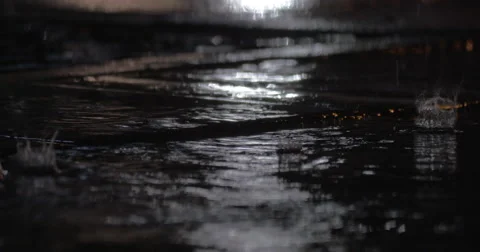Rain puddles and falling drops against car city lights Stock-Footage 67407504