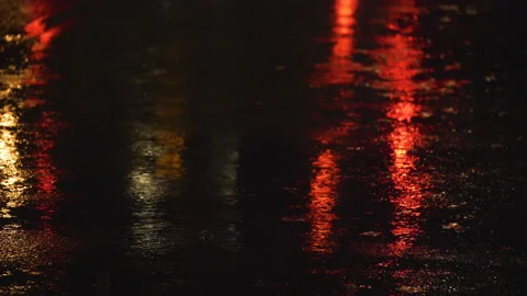 Rain. Puddles on the asphalt Stock-Footage 164814794