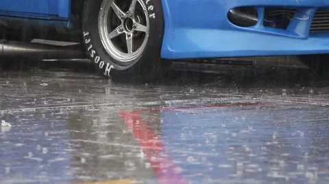 Rain on the race track Stock Footage 52433956
