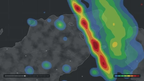 Rain Radar Map Visualization Weather Data Graphic Animated Rainfall Intensity Stock Footage 347414538