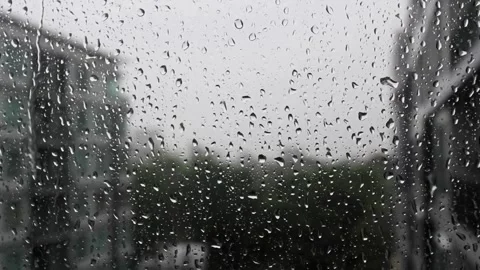 Rain, rain on window, no people, video, heavy, overlay, realistic Stock Footage 314985857