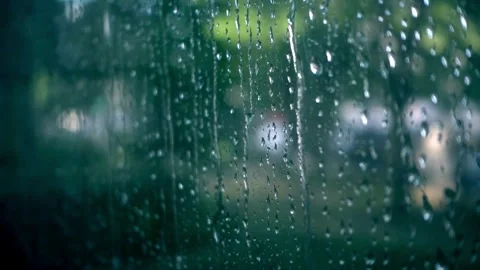 Rain, rain on window, no people, video, heavy, overlay, realistic Stock Footage 314985900
