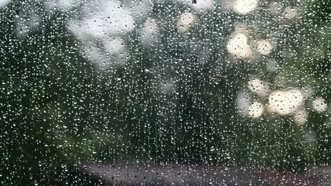 Rain, rain on window, no people, video, heavy, overlay, realistic Stock Footage 314985906