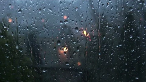 Rain, rain on window, no people, video, heavy, overlay, realistic Stock Footage 314985919